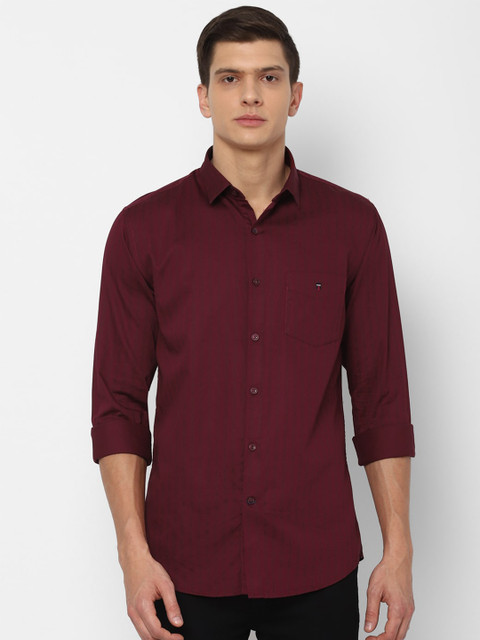 

Louis Philippe Sport Men Maroon Slim Fit Striped Pure Cotton Casual Shirt