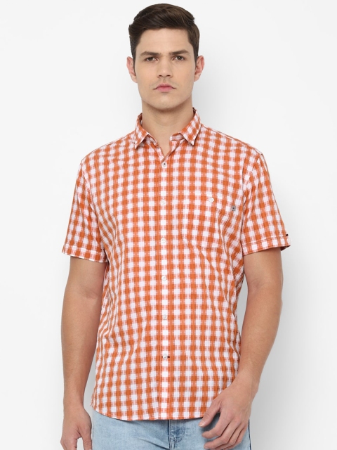 

Louis Philippe Sport Men Orange & White Slim Fit Checked Pure Cotton Casual Shirt