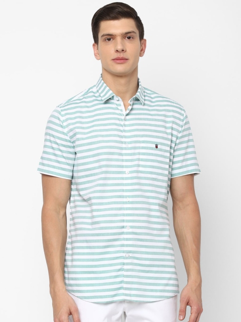 

Louis Philippe Sport Men Green Slim Fit Horizontal Stripes Striped Casual Shirt