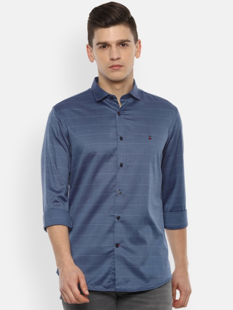 

Louis Philippe Sport Men Navy Blue Slim Fit Windowpane Checked Casual Shirt