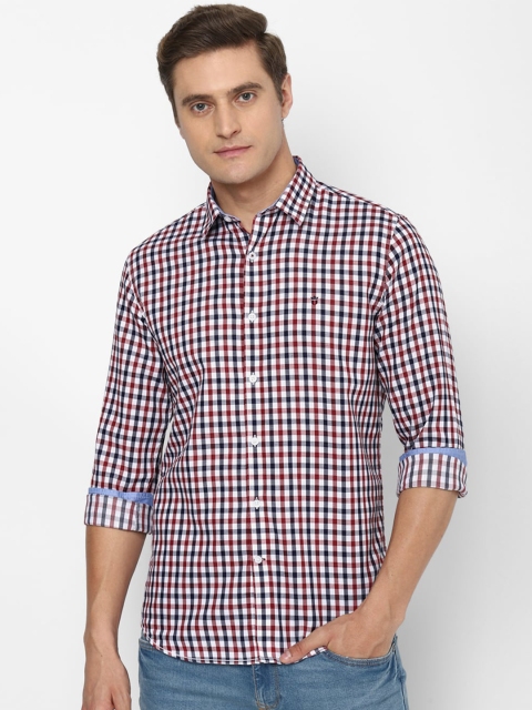 

Louis Philippe Sport Men White & Maroon Slim Fit Gingham Checked Casual Shirt