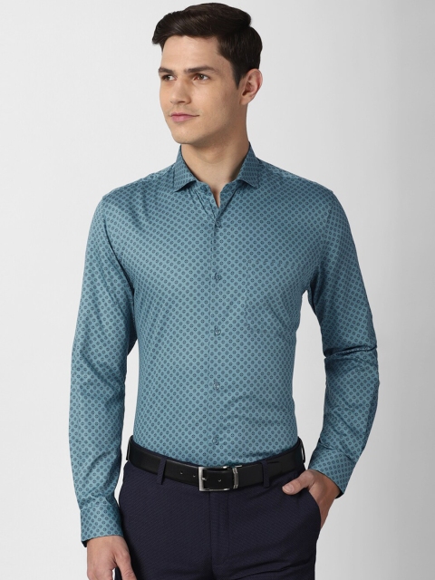 

Peter England Men Green Slim Fit Printed Formal Shirt