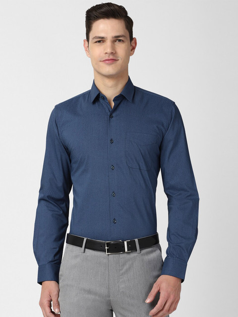 

Peter England Men Navy Blue Slim Fit Printed Formal Shirt