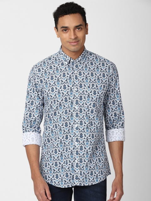 

Peter England Casuals Men Blue & White Slim Fit Floral Printed Casual Shirt