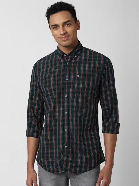 

Peter England Casuals Men Green Slim Fit Tartan Checks Checked Casual Shirt