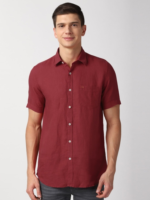 

Peter England Casuals Men Maroon Solid Slim Fit Casual Shirt