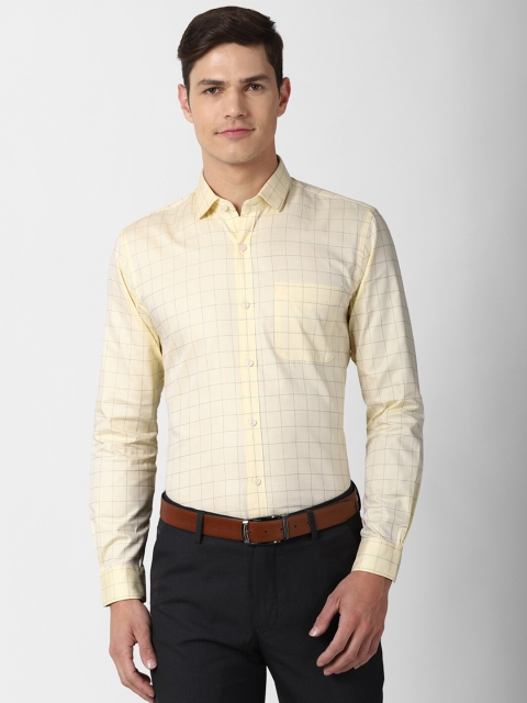 

Peter England Elite Men Yellow Slim Fit Windowpane Checked Formal Shirt