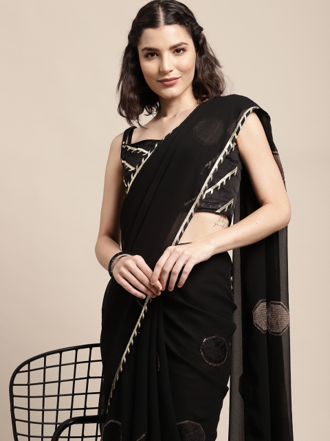 

DIVASTRI Black Gotta Patti Geometric Embroidered Saree