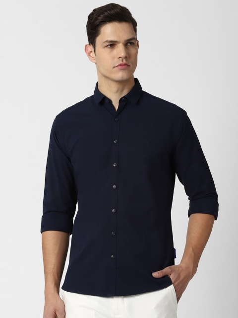 

V Dot Men Navy Blue Slim Fit Casual Shirt