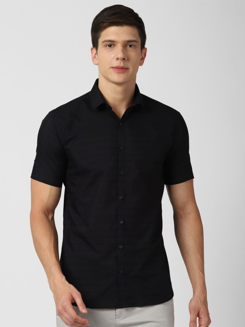 

V Dot Men Black Slim Fit Casual Shirt