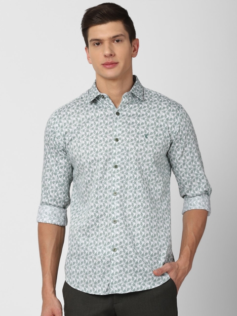 

V Dot Men Green Slim Fit Printed Casual Shirt