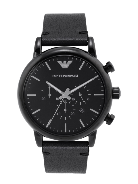 

Emporio Armani Men Black Dial & Leather Straps Analogue Watch AR1918