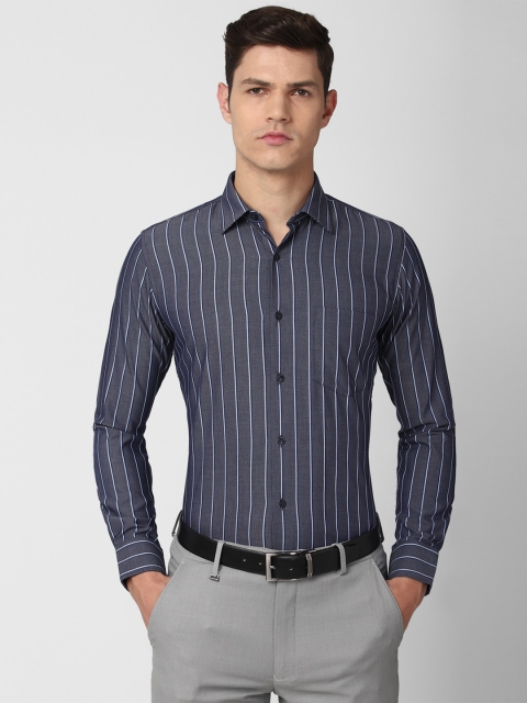 

Van Heusen Men Navy Blue Slim Fit Striped Formal Shirt