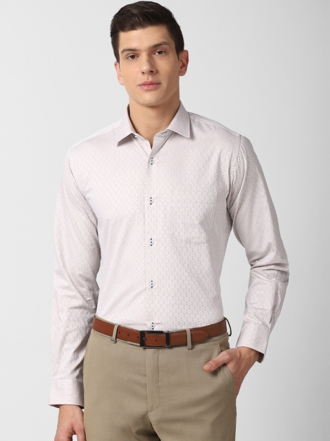 

Van Heusen Men Beige Printed Formal Shirt