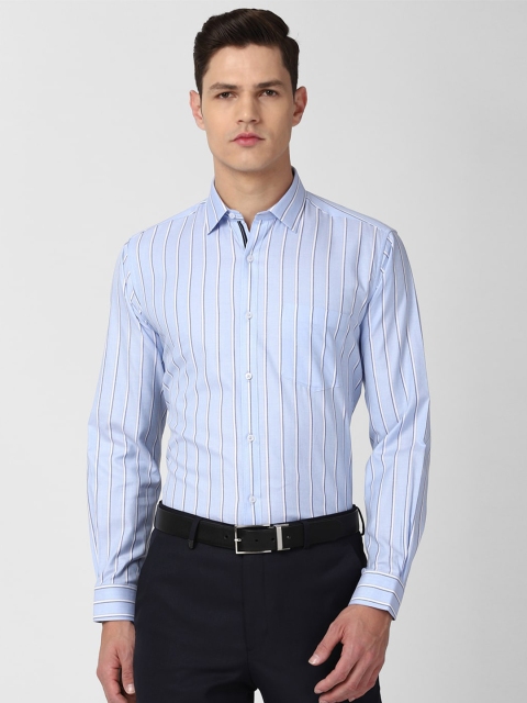 

Van Heusen Men Blue Striped Cotton Formal Shirt