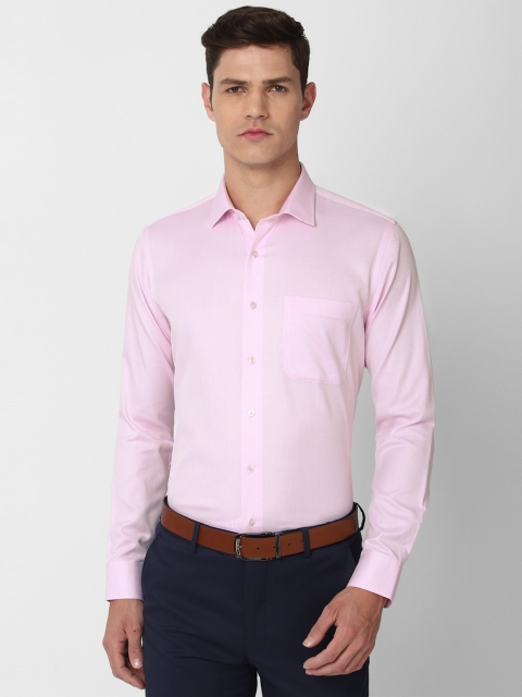 

Van Heusen Men Pink Textured Slim Fit Cotton Formal Shirt