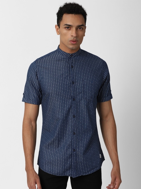 

VAN HEUSEN DENIM LABS Men Navy Blue Slim Fit Printed Casual Shirt
