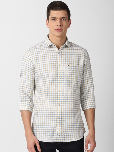 

VAN HEUSEN DENIM LABS Men Grey Slim Fit Checked Casual Shirt