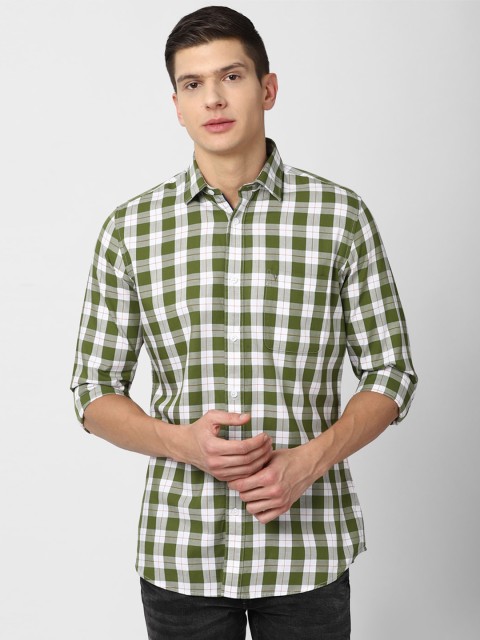 

Van Heusen Sport Men Olive Green Slim Fit Buffalo Checked Casual Shirt