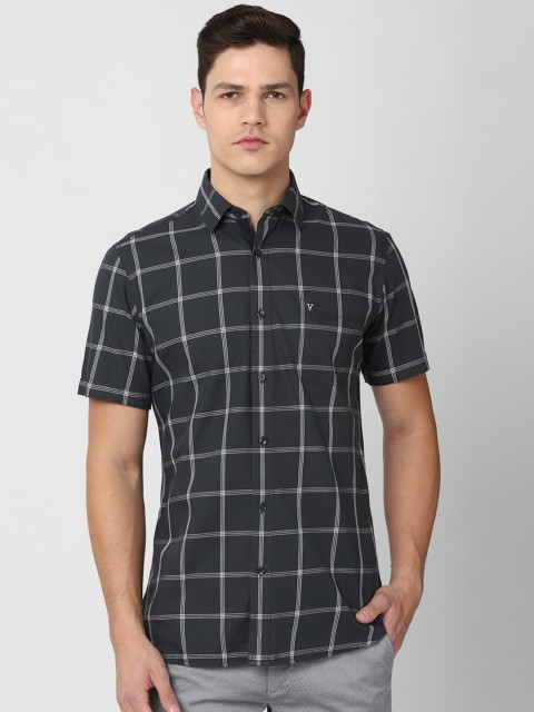 

Van Heusen Sport Men Grey Slim Fit Windowpane Checked Pure Cotton Casual Shirt