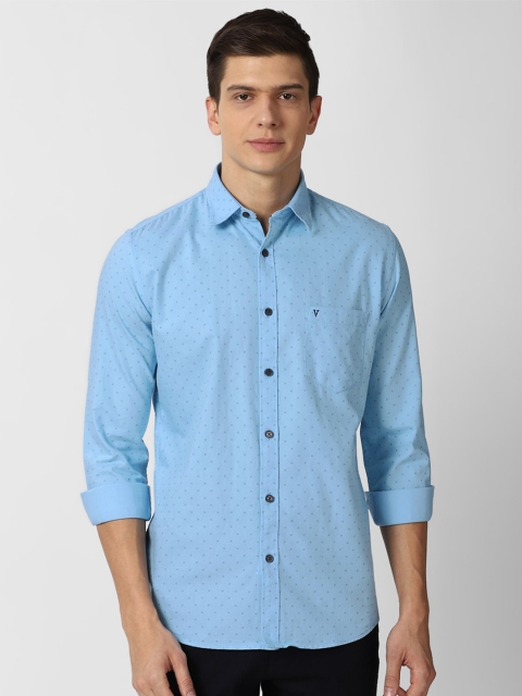 

Van Heusen Sport Men Blue Slim Fit Printed Pure Cotton Casual Shirt