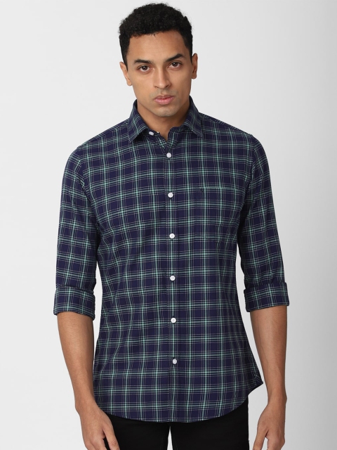 

Van Heusen Sport Men Navy Blue Slim Fit Checked Casual Shirt