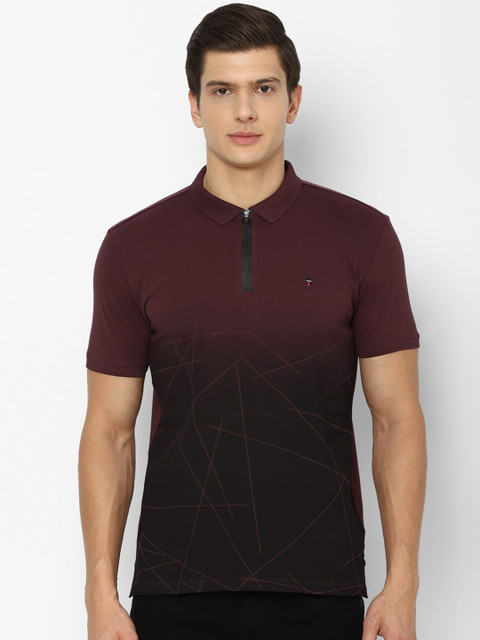 

Louis Philippe Jeans Men Black Printed Mandarin Collar Slim Fit T-shirt