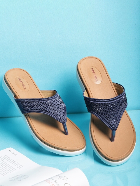 

FOOTSOUL Women Blue Open Toe Flats