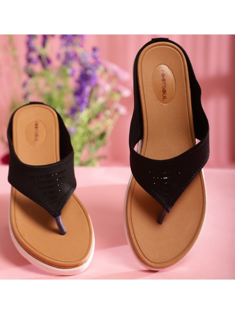 

FOOTSOUL Women Black Open Toe Flats