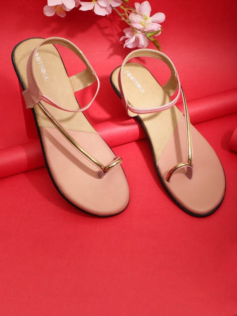

FOOTSOUL Women Peach-Coloured Open Toe Flats