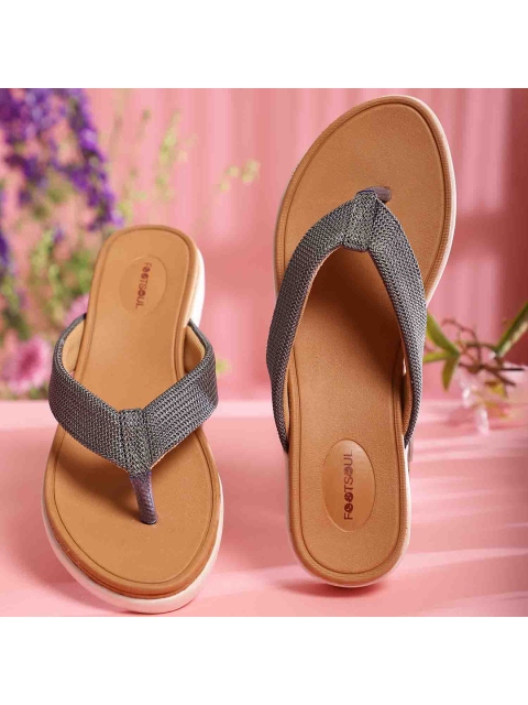 

FOOTSOUL Women Grey T-Strap Flats