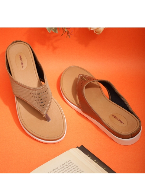 

FOOTSOUL Women Beige T-Strap Flats