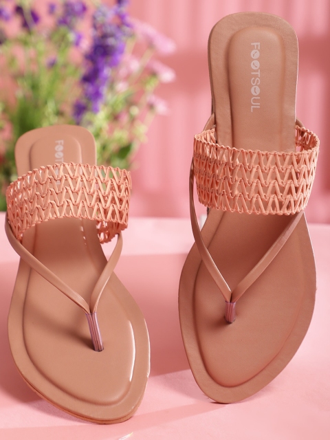 

FOOTSOUL Women Peach-Coloured Open Toe Flats