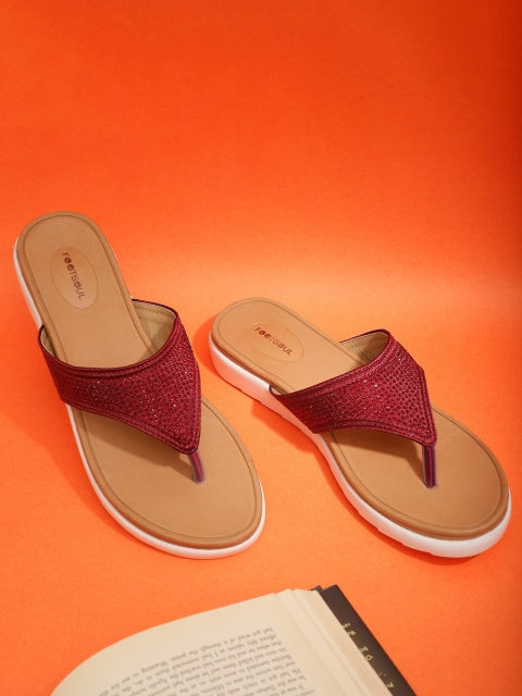 

FOOTSOUL Women Maroon Open Toe Flats