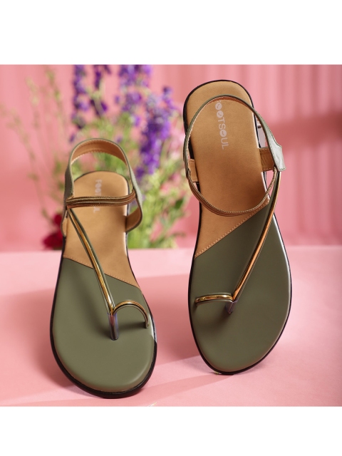 

FOOTSOUL Women Green Open Toe Flats