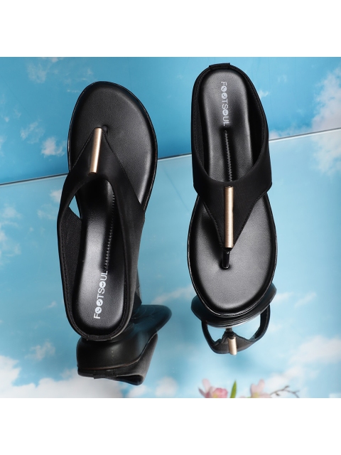 

FOOTSOUL Women Black Open Toe Flats