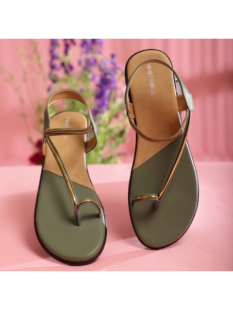 

FOOTSOUL Women Green Open Toe Flats