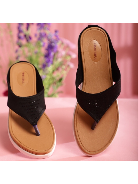 

FOOTSOUL Women Black Open Toe Flats