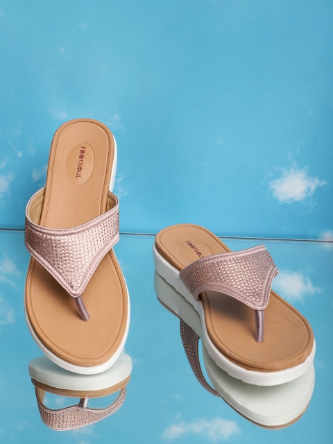 

FOOTSOUL Women Peach-Coloured Open Toe Flats