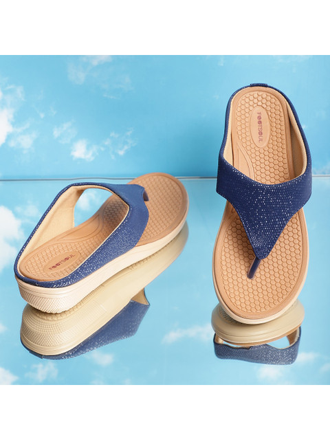 

FOOTSOUL Women Blue T-Strap Flats