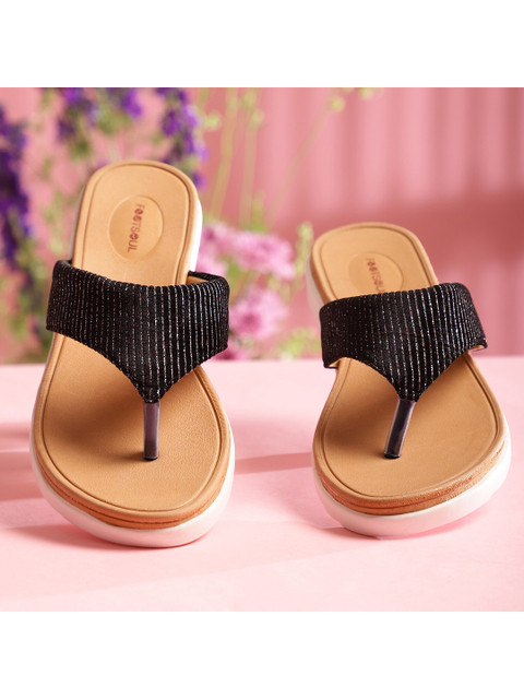 

FOOTSOUL Women Black Open Toe Flats