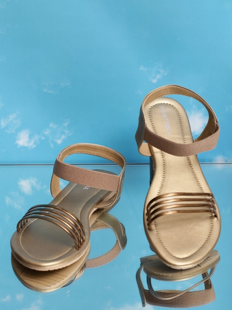 

FOOTSOUL Women Copper-Toned Printed Open Toe Flats