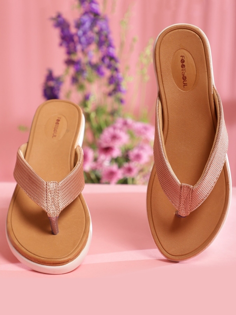 

FOOTSOUL Women Peach-Coloured T-Strap Flats