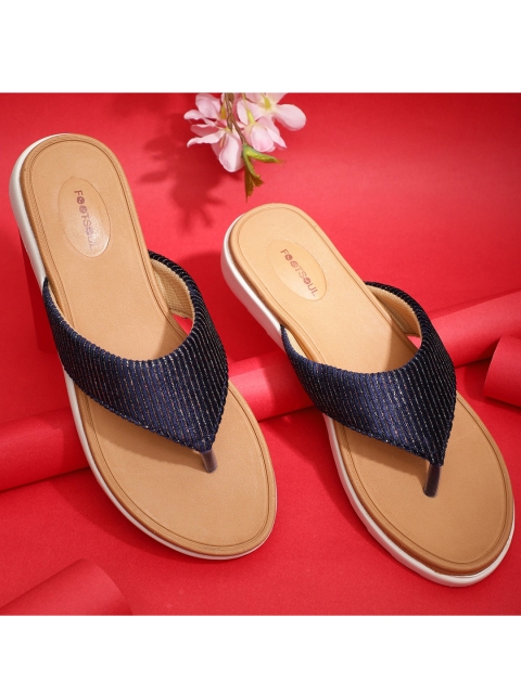 

FOOTSOUL Women Blue Open Toe Flats