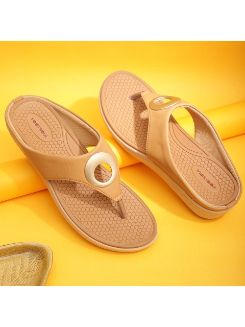 

FOOTSOUL Women Beige Embellished Open Toe Flats