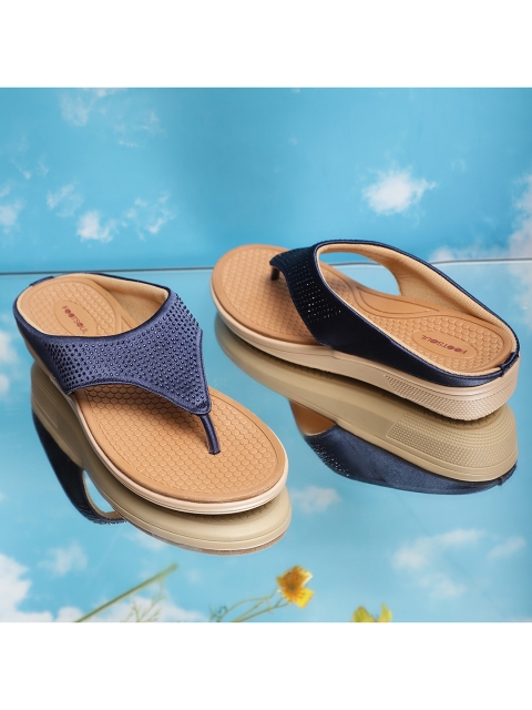 

FOOTSOUL Women Blue Open Toe Flats