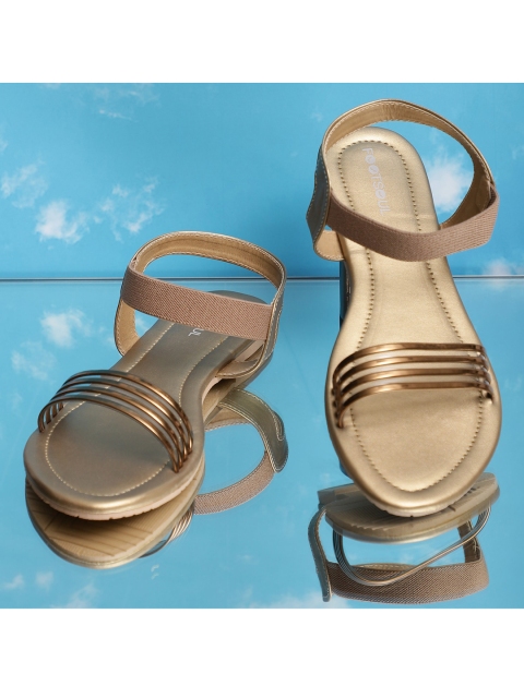 

FOOTSOUL Women Copper-Toned Printed Open Toe Flats
