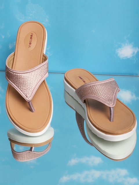

FOOTSOUL Women Peach-Coloured Open Toe Flats