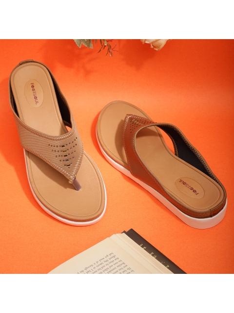 

FOOTSOUL Women Beige T-Strap Flats
