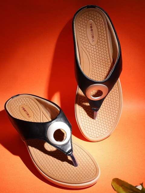 

FOOTSOUL Women Black Open Toe Flats